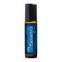 A 10 ml roll-on bottle of doTERRA Adaptiv calming blend essential oil blend, featuring a dark blue label and a black cap, set against a plain white background.