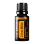 A 15 ml bottle of doTERRA Citrus Bliss Invigorating Blend essential oil. The product features an amber glass bottle with a black ribbed cap and a bright yellow label with black text.