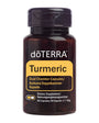 A bottle of doTERRA Turmeric Dual Chamber Capsules, 60 count, on a solid white background.