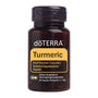 A bottle of doTERRA Turmeric Dual Chamber Capsules, 60 count, on a solid white background.