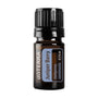A 5ml amber glass bottle of doTERRA Juniper Berry essential oil with a black ribbed cap and a blue and white label, shown on a plain white background.