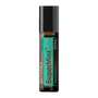 A 10 ml roll-on bottle of doTERRA Touch SuperMint Mentha Blend essential oil, featuring a black cap and a teal and black label, on a solid white background.