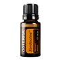 A 15 ml amber glass bottle of doTERRA Zendocrine Restart Blend essential oil with a black ribbed cap and a black and orange label, shown on a solid white background.